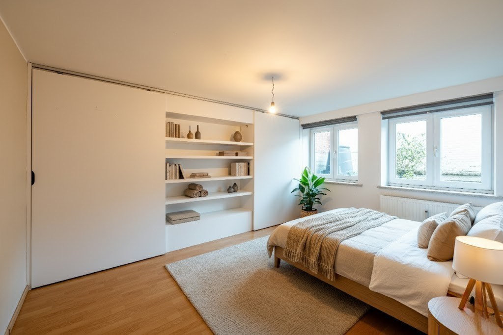 Instapklaar, lichtrijk tweeslaapkamer souterrain-appartement met groot terras &amp; garagebox in topligging – Patijntjestraat Gent 