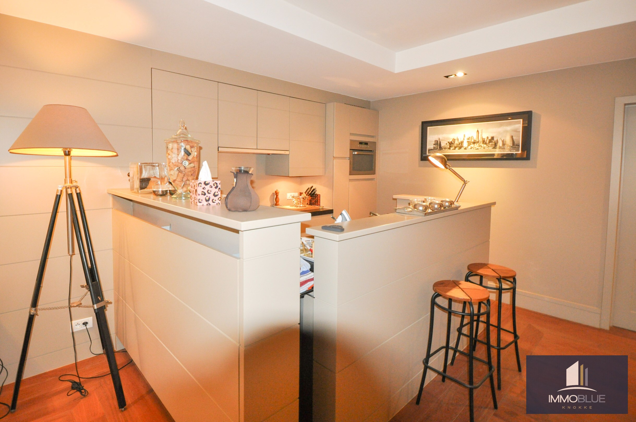 Appartement avec terrasse ensoleillée et garage intégré. 