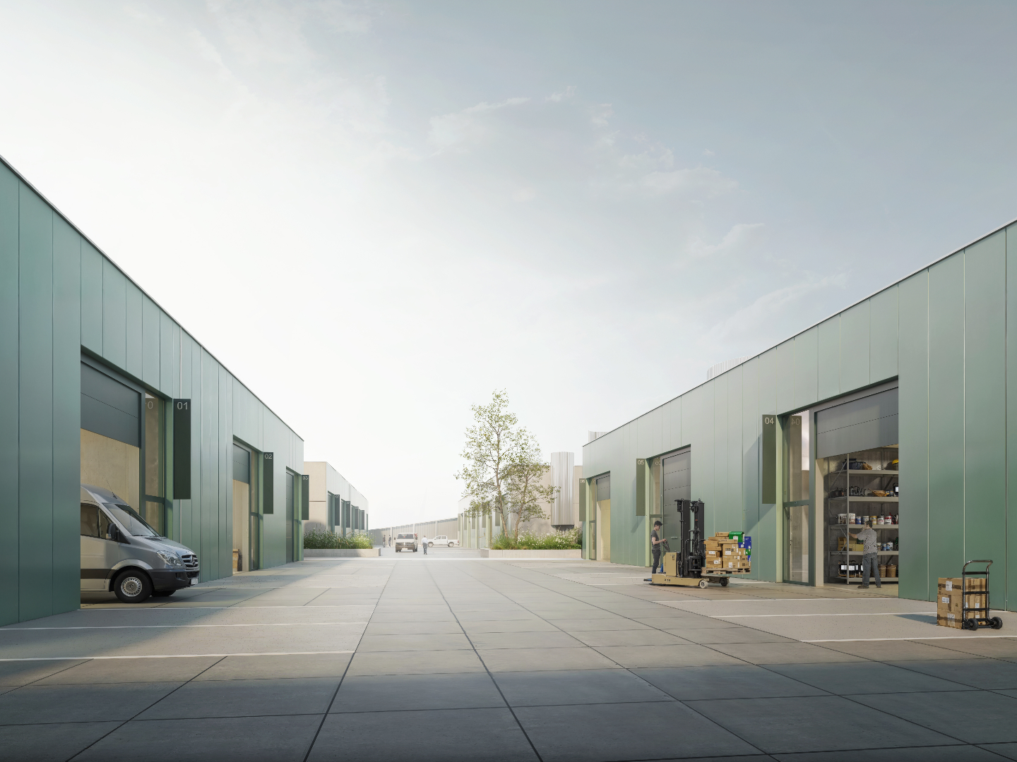 Nieuwbouw magazijnen te koop aan afrit R4 in Drongen