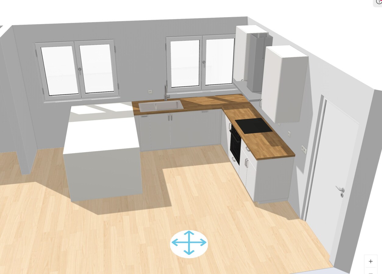 de verkoper plaatst een nieuwe keuken