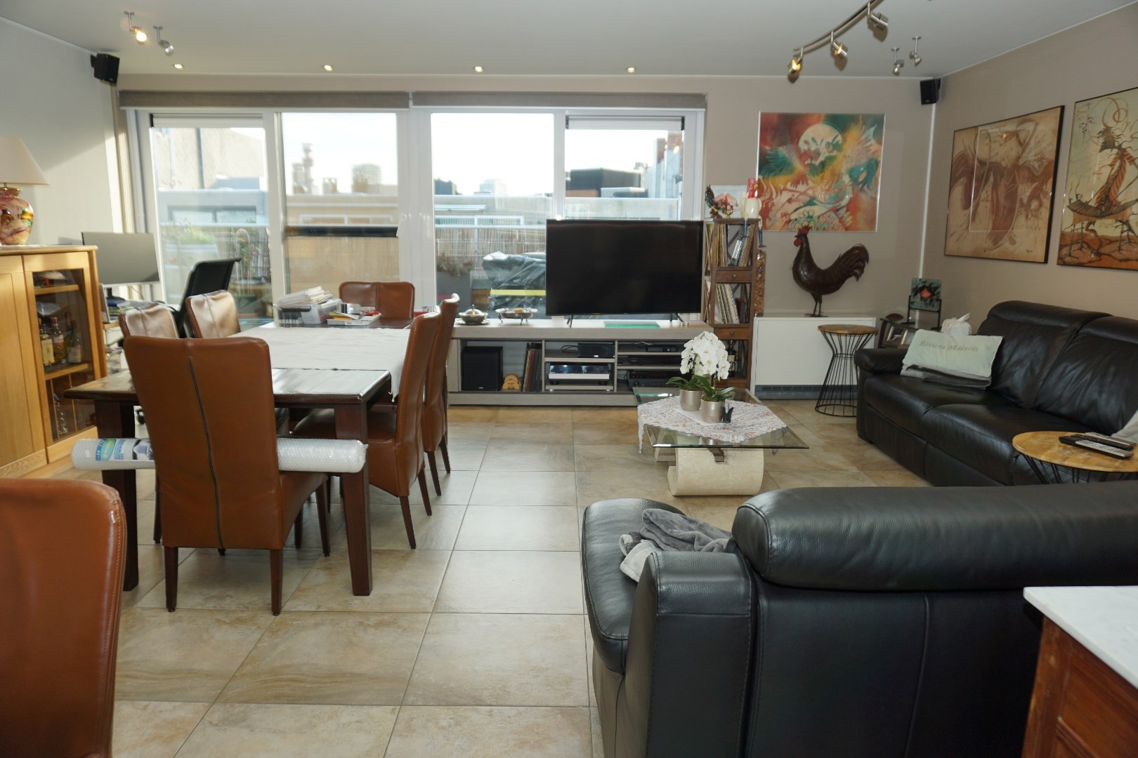 Penthouse 3 slaapkamers centrum Oostende - woonkamer