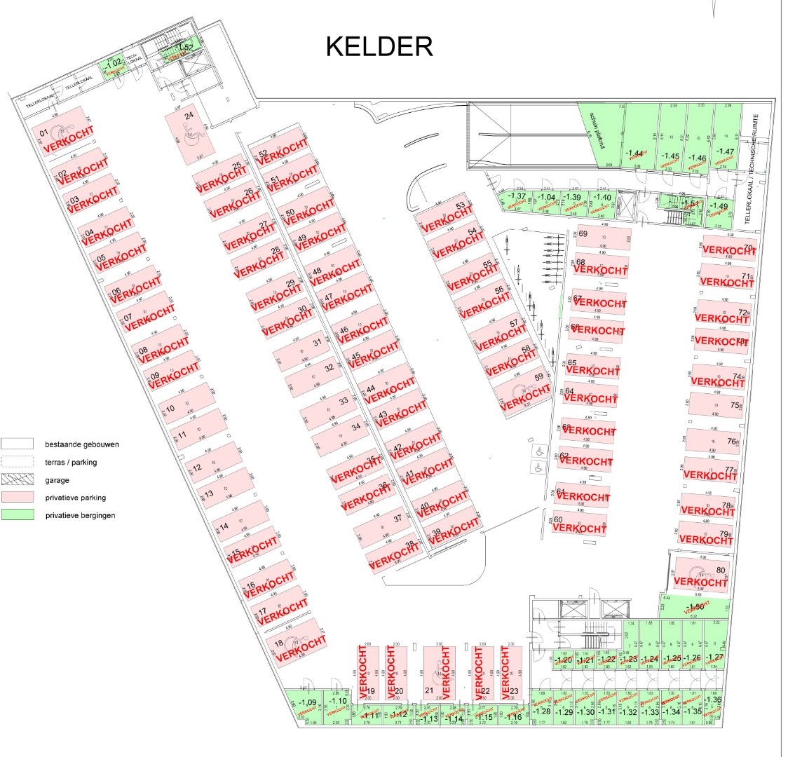 Autostandplaats in parkeerkelder 