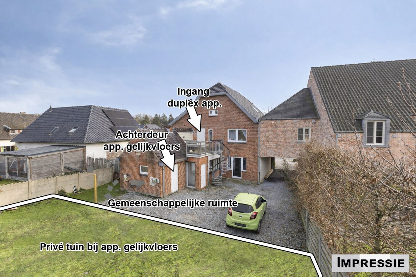 Gelijkvloers appartement met tuintje en parking 