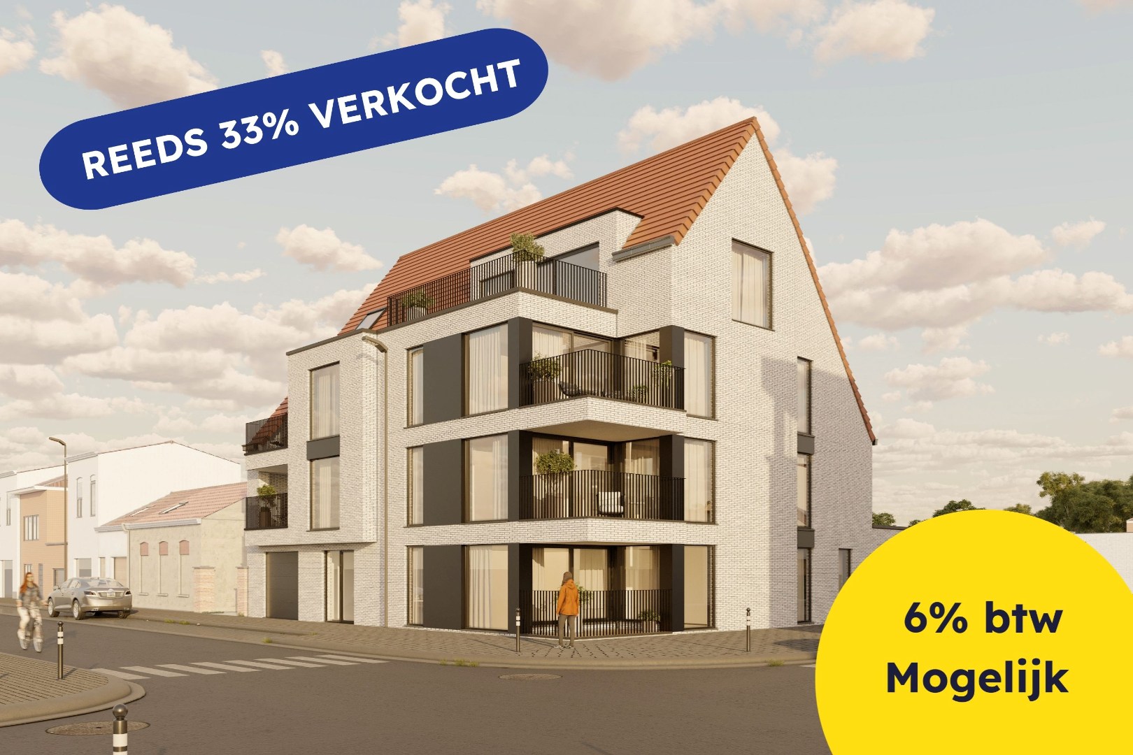 Ruim nieuwbouw appartement op tweede verdieping in centrum Oudenburg 