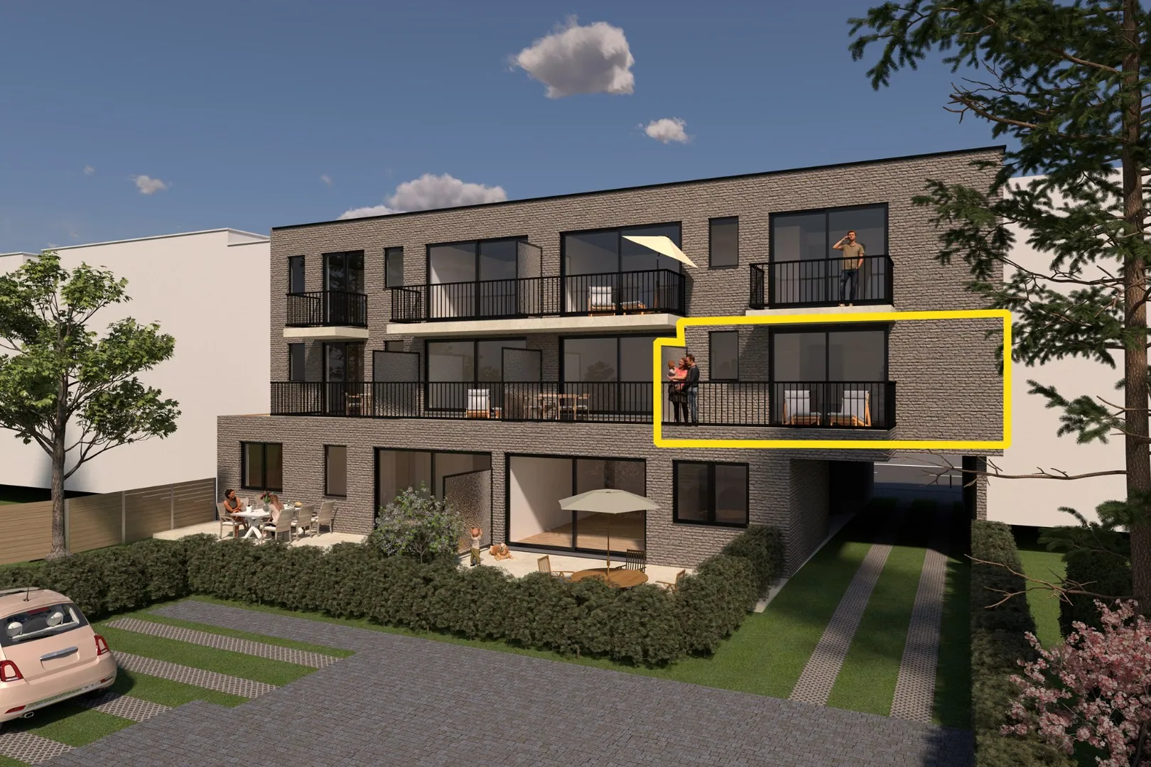 Ruim 2-slaapkamer appartement op het 1ste verdiep met zonovergoten terras