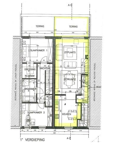 Duplex appartement met 2 slaapkamers en terras. 