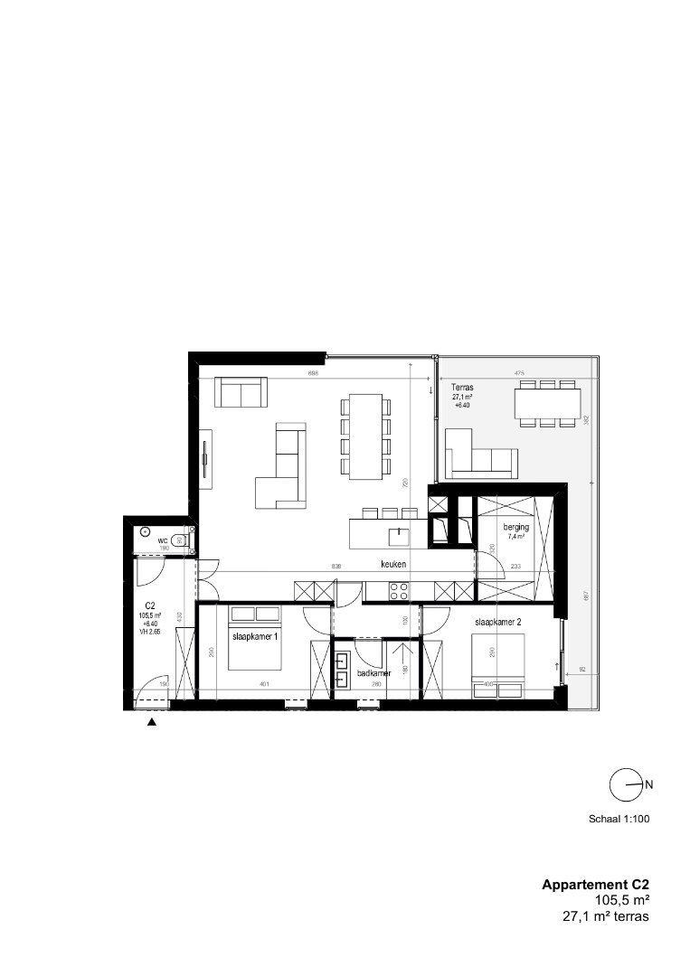 Appartement op de tweede verdieping 