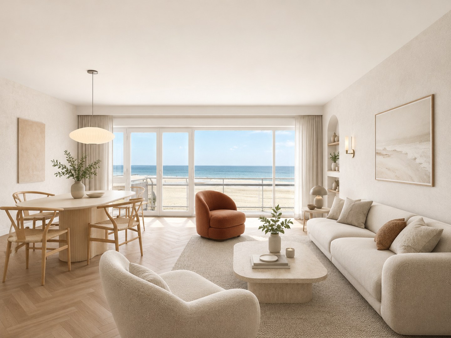 À rénover, appartement d'une chambre avec vue sur la mer et terrasses. 