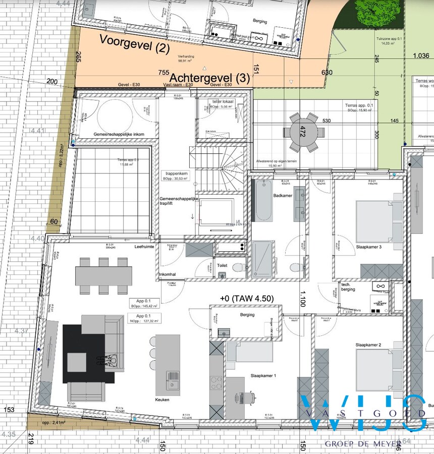 Ruim gelijkvloers nieuwbouwappartement met tuin en 2 terrassen 