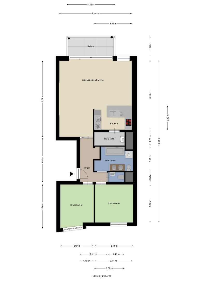 Appartement met 2 slaapkamers, ruim terras en garagebox in Leuven! – EPC 92 kWh/m² – bewoonbare opp. 94m² 