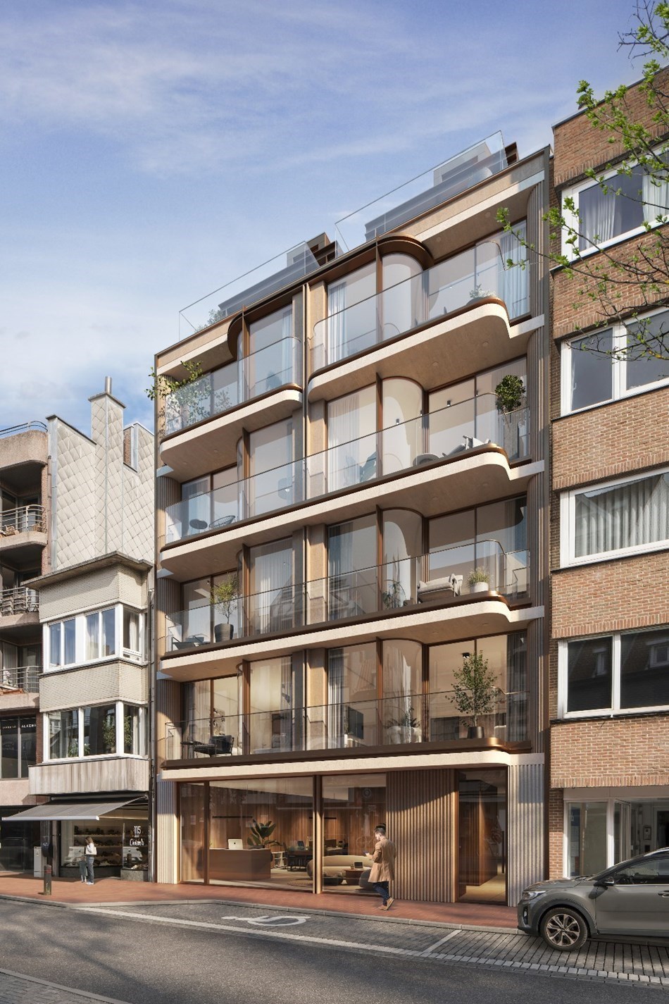 Appartement neuf spacieux (90 m2) avec 2 chambres et terrasse situé sur l'avenue Lippens en plein cœur de Knokke. 