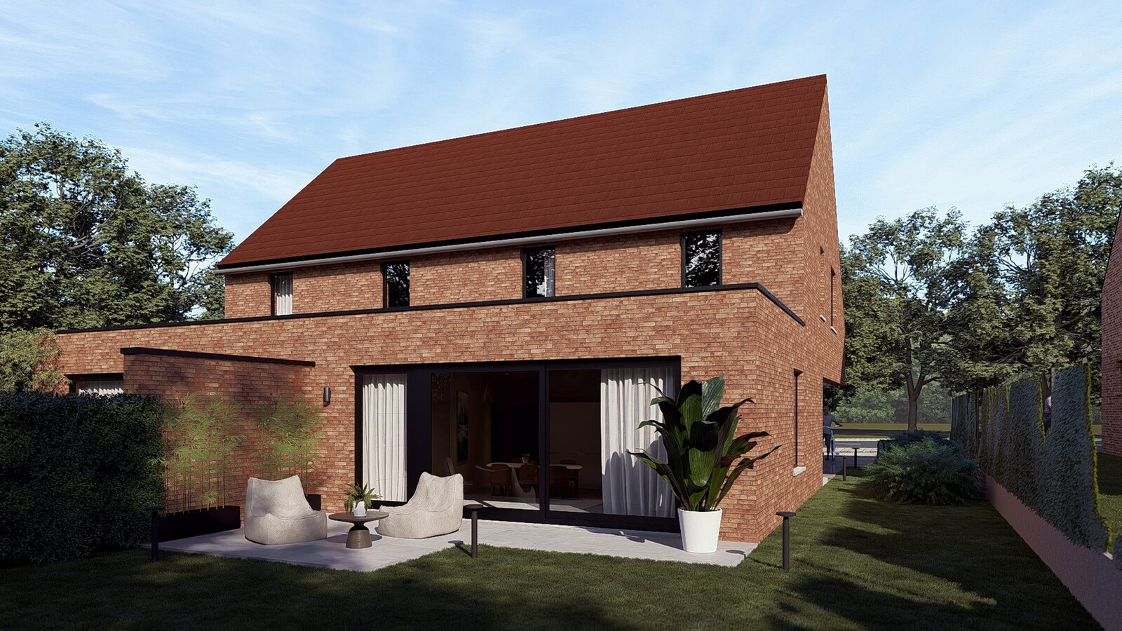 Twee nog te bouwen halfopen woningen met 3 slaapkamers, ruime zolder, garage en zonnig terras te Poelkapelle 