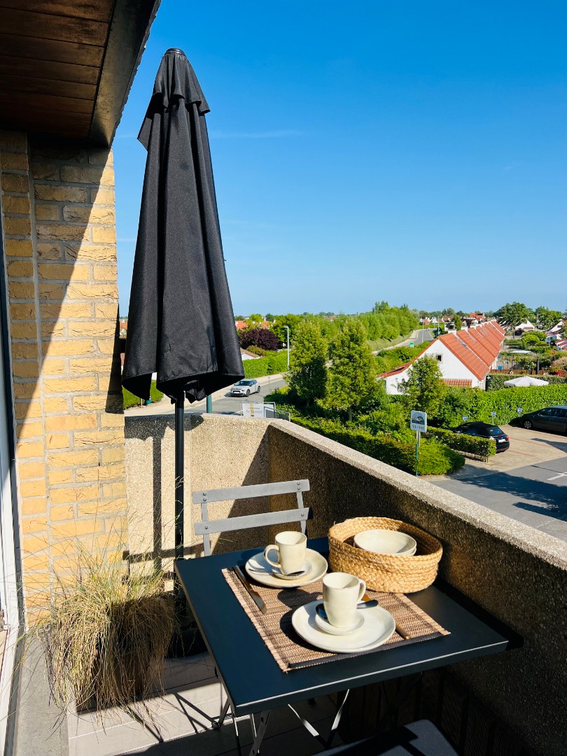 Gezellige gemeubelde studio met zuidgericht terras te huur in De Haan 