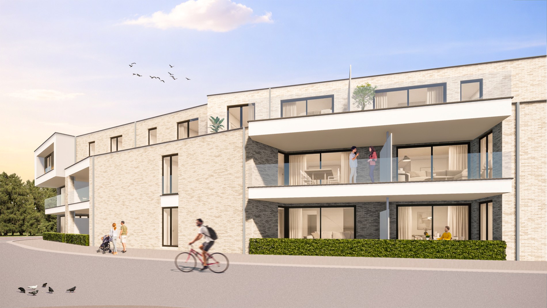 Ruim appartement (128 m²) met 2 slpk en 2 overdekte terrassen. 