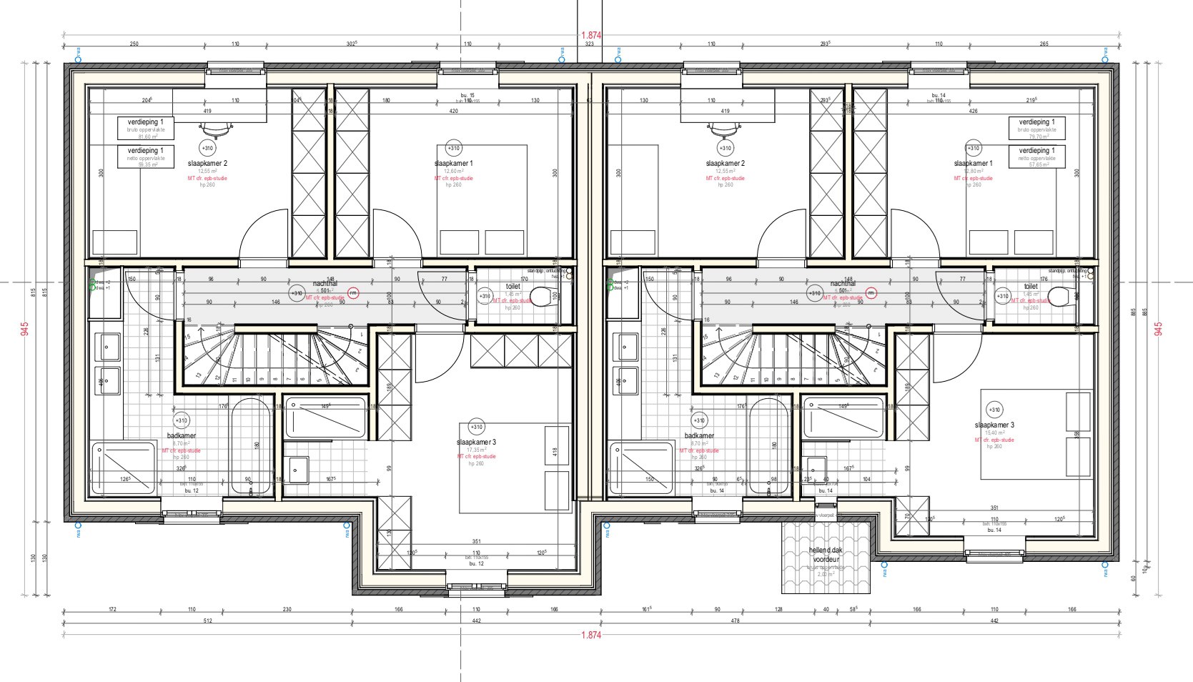 Plan eerste verdieping