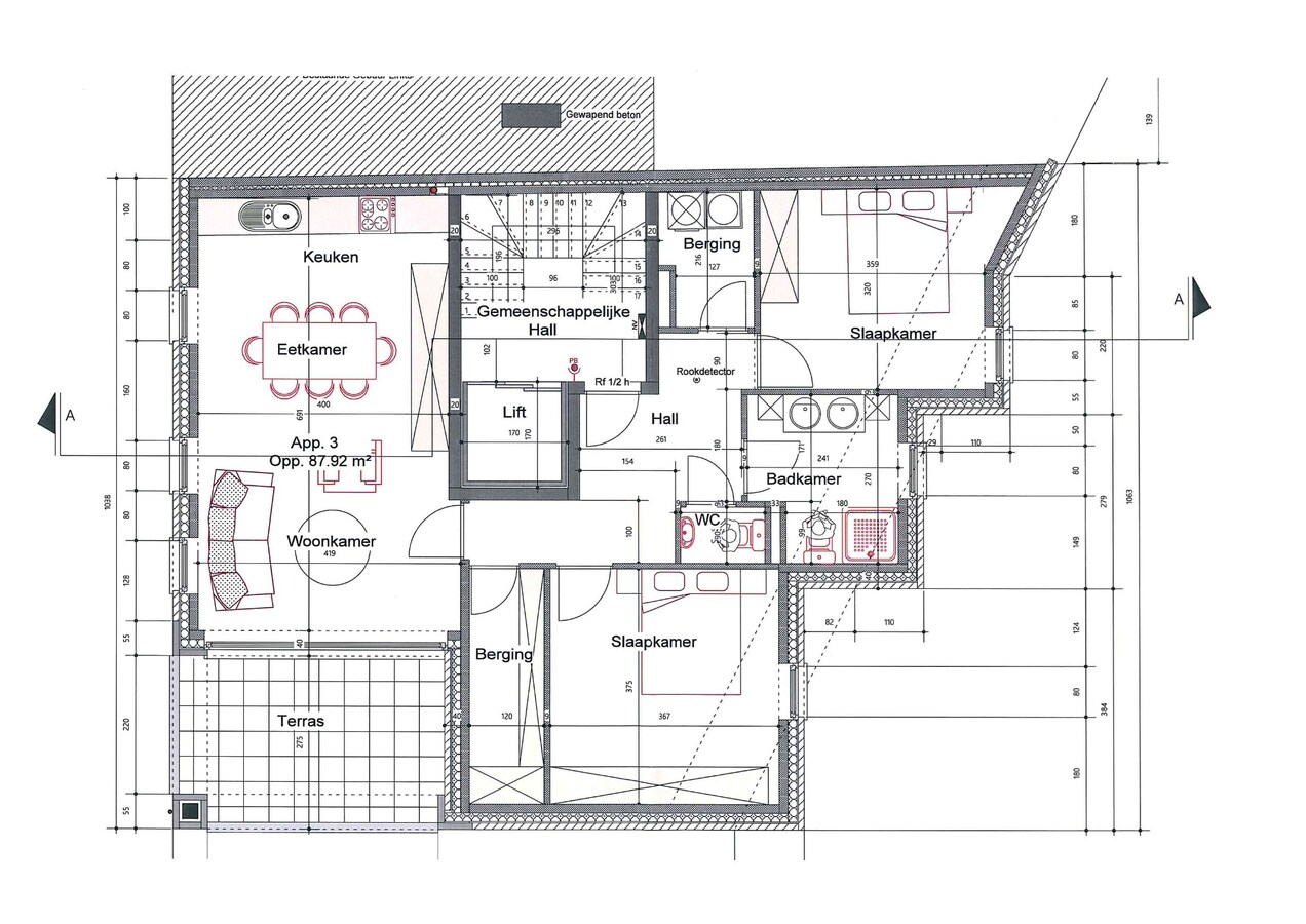 Casco+ appartement. Uniek uitzicht ! 2 slaapk., 3de verdiep. Lift. Verkoop met REGISTRATIE (geen BTW) ! 