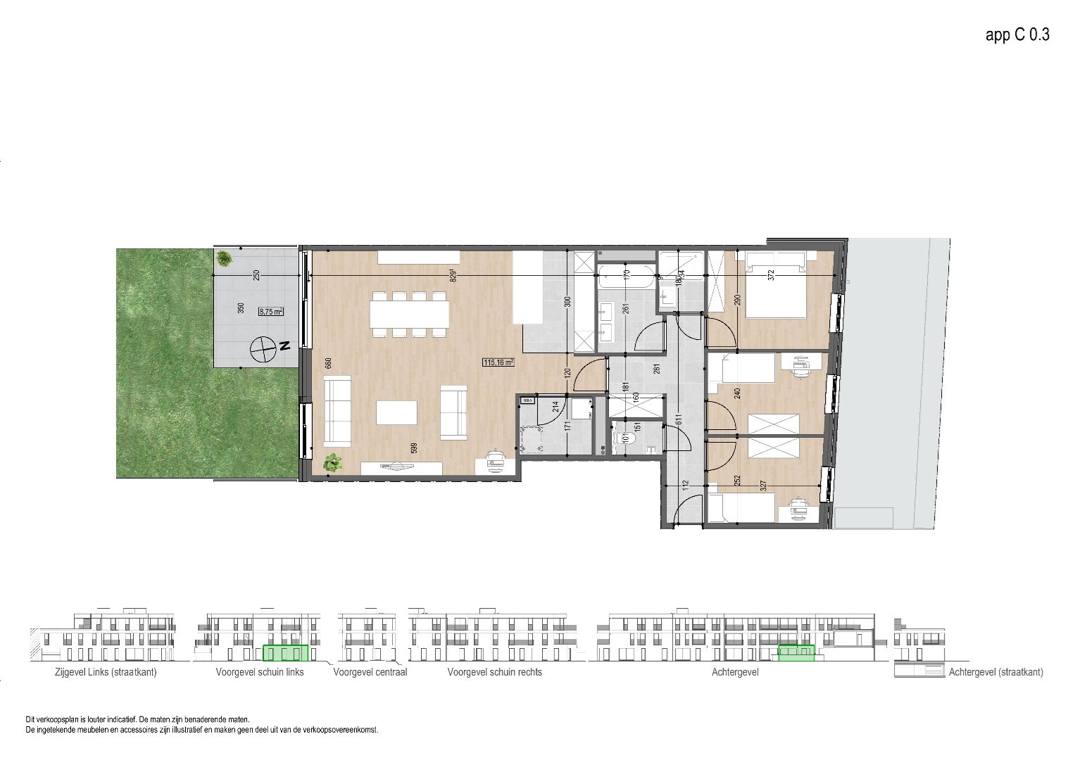 Lichtrijk nieuwbouwappartement met 3 slaapkamers, tuin, terras, kelderberging en 2 autostaanplaatsen - EPC 36 kWh/m² -bewoonbare opp. 115 m² 