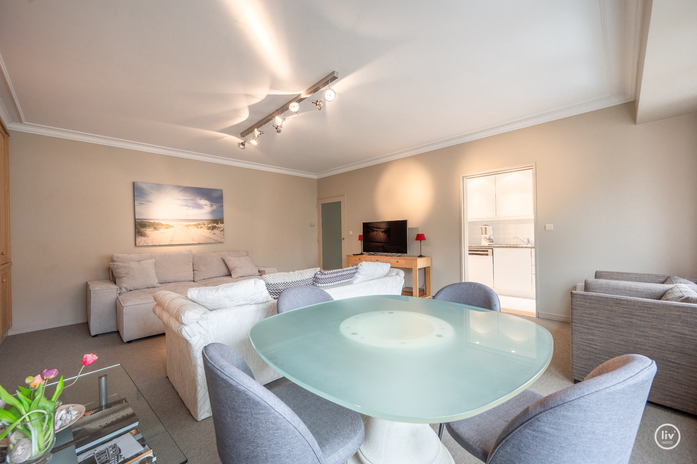 GEMEUBELD - Aangenaam appartement vlakbij het strand en het bruisende Rubensplein. 