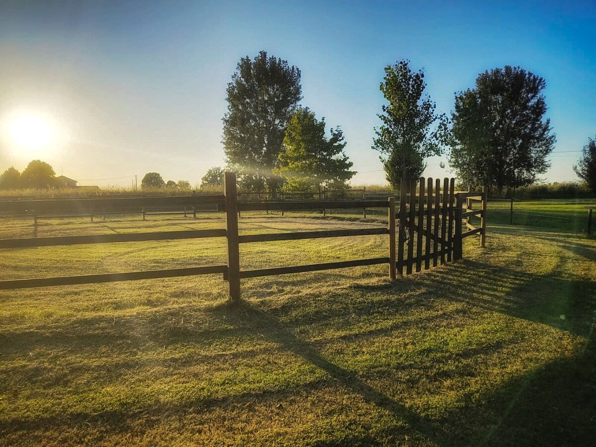 Landelijke hoeve met paardenfaciliteiten op ca. 1,3ha te Riva del Po (Noord-Italië) 