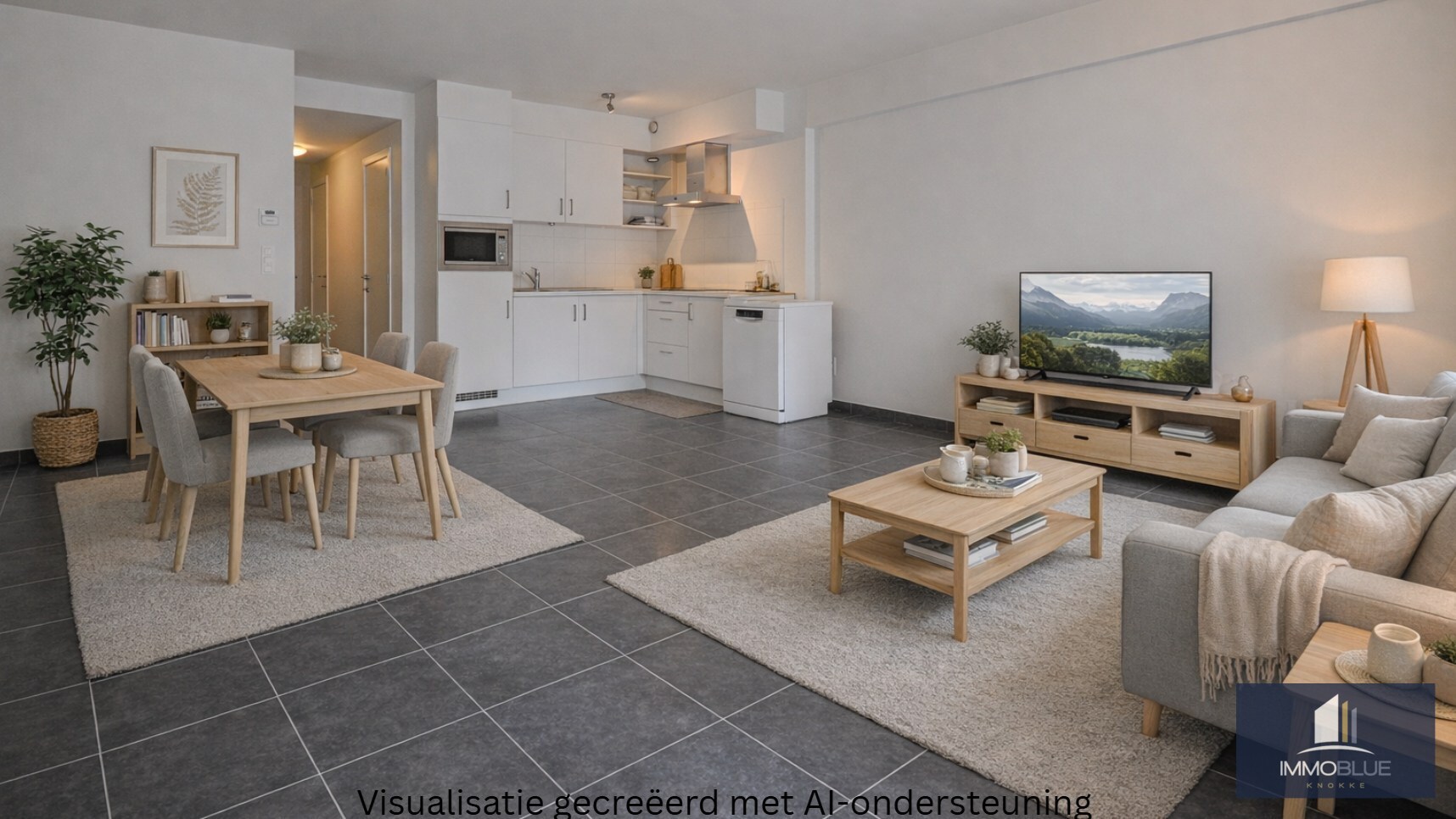 Appartement idéalement situé avec vue partielle sur la mer et sur le centre commercial. 