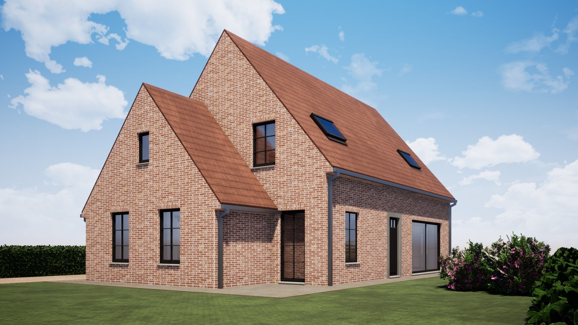 Nieuwbouwwoning (open bebouwing) op ruim perceel van 1064 m² te Oostduinkerke (Koksijde). 