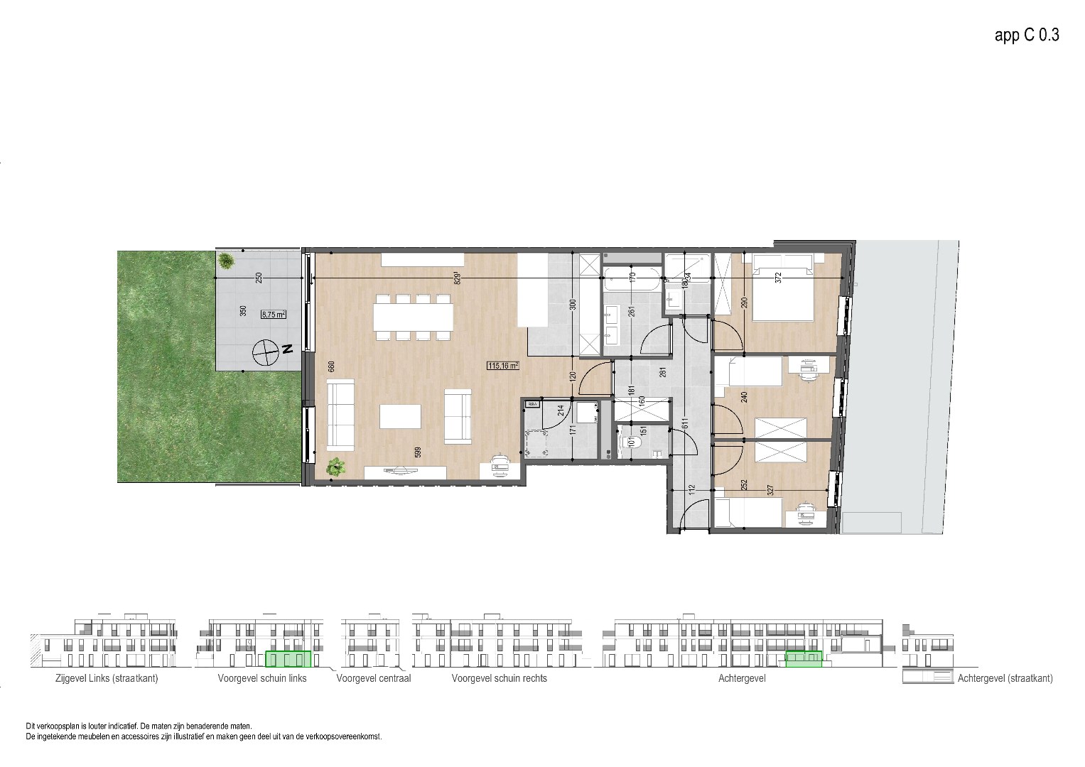 Lichtrijk nieuwbouwappartement met 3 slaapkamers, tuin, terras, kelderberging en 2 autostaanplaatsen - EPC 36 kWh/m² -bewoonbare opp. 115 m² 