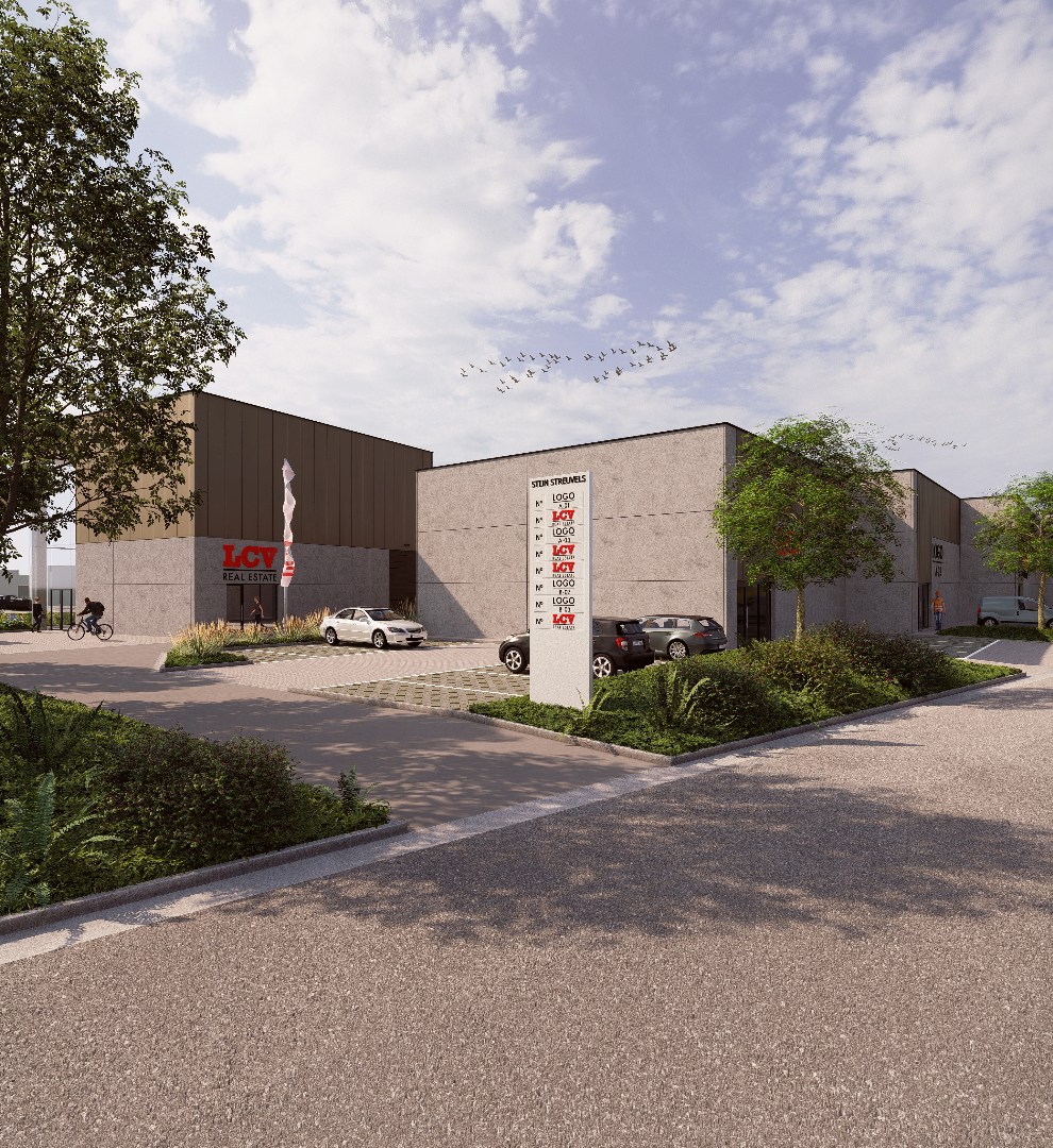 Nieuw bedrijvenpark "Stijn Streuvels" met KMO-units op topligging in Waregem 