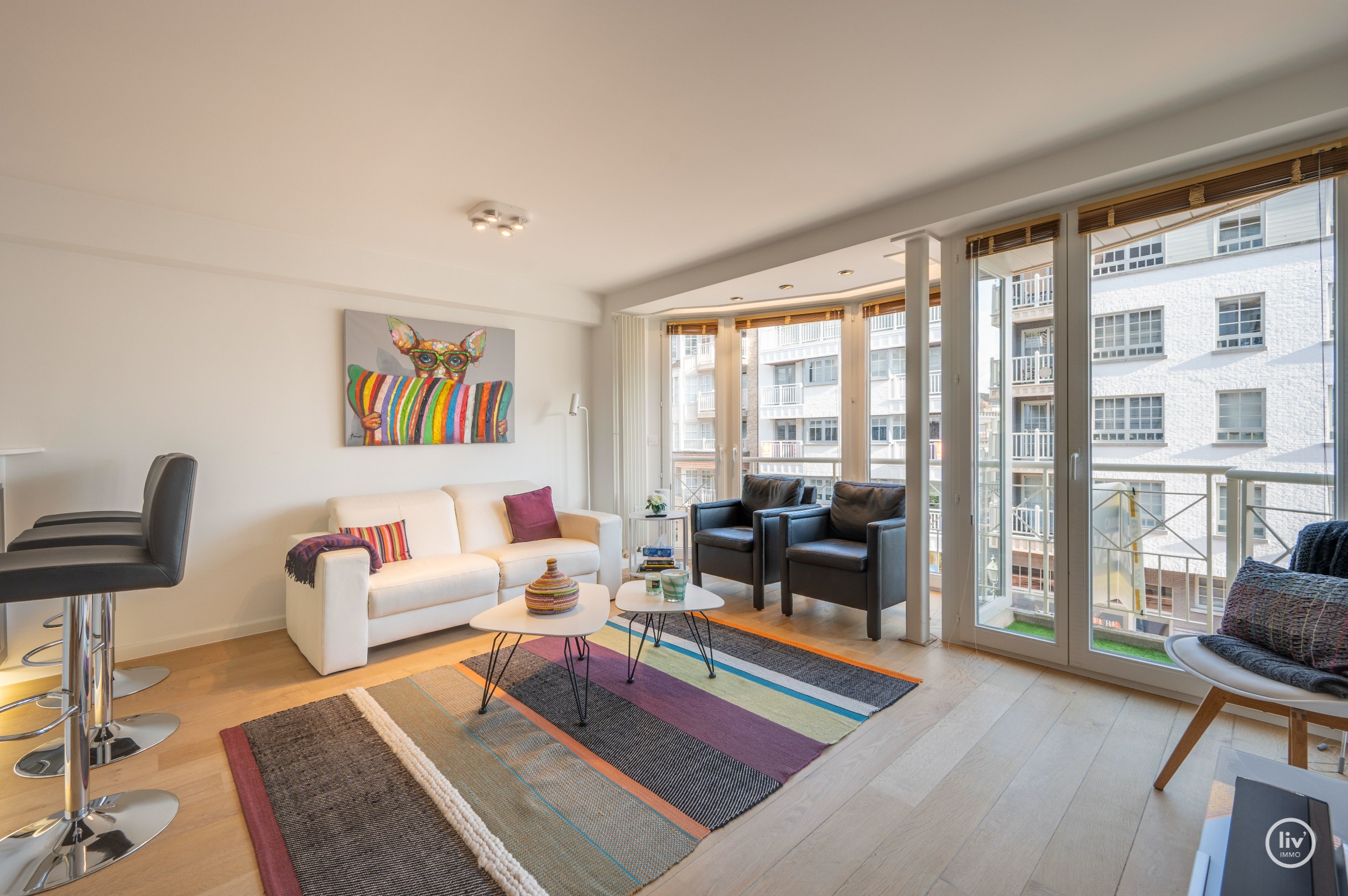 Zonnig en stijlvol vernieuwd appartement met twee slaapkamers op topligging op wandelafstand van de Lippenslaan. 