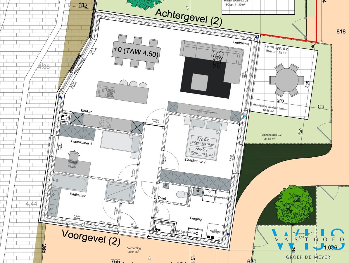 Gelijkvloers nieuwbouwappartement met private inkom en tuin 