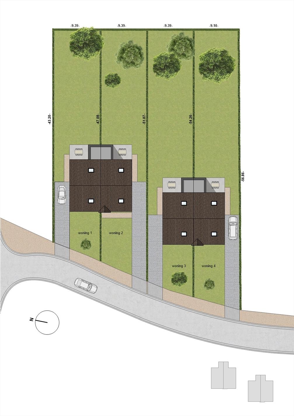 4 Halfvrijstaande BEN-woningen. 
