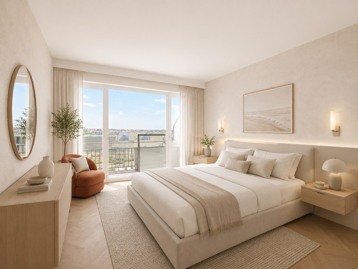 À rénover, appartement d'une chambre avec vue sur la mer et terrasses. 