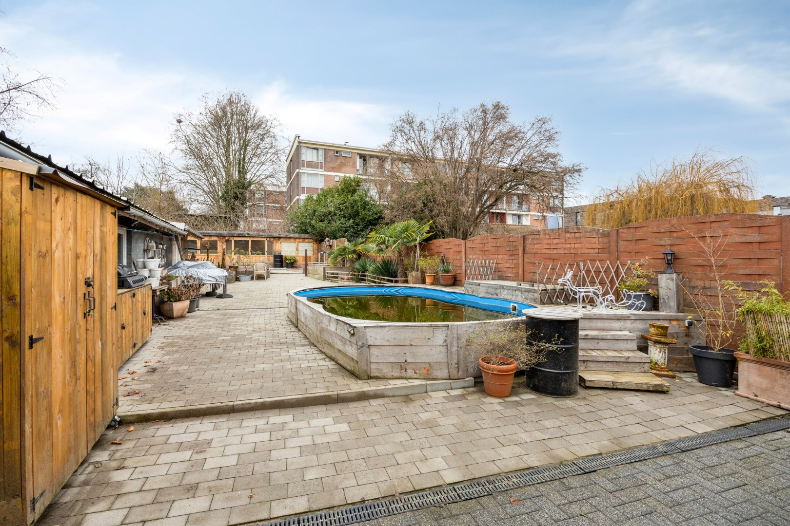 tuin, terras, zwembad