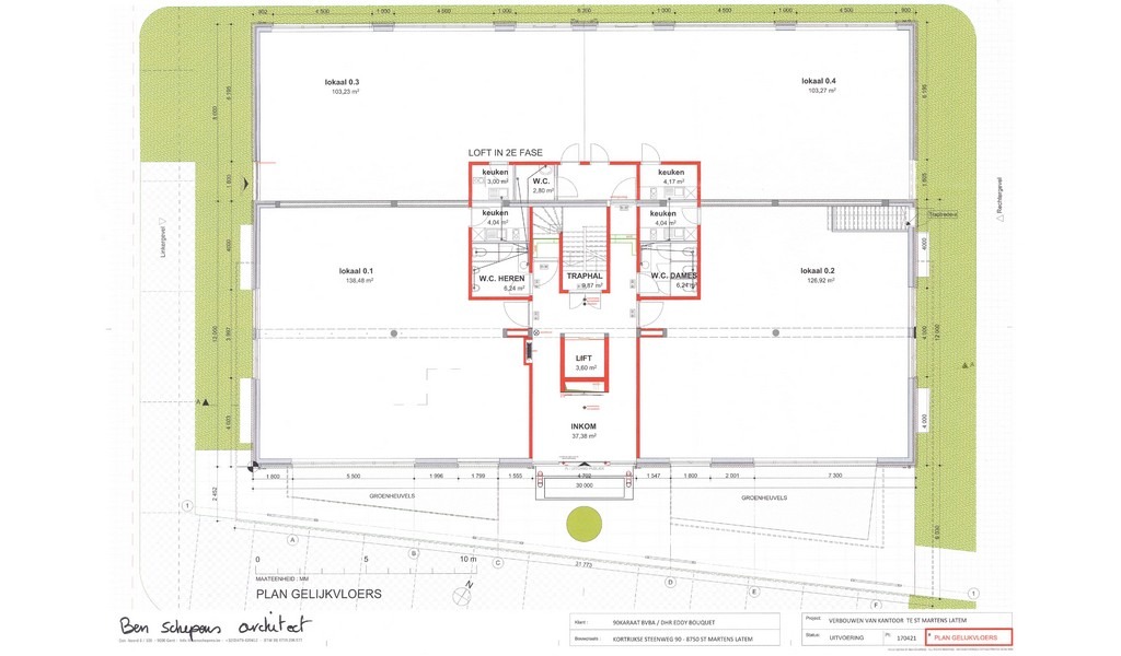 Kantoren te huur op zichtlocatie langs Kortrijksesteenweg in Sint-Martens-Latem
