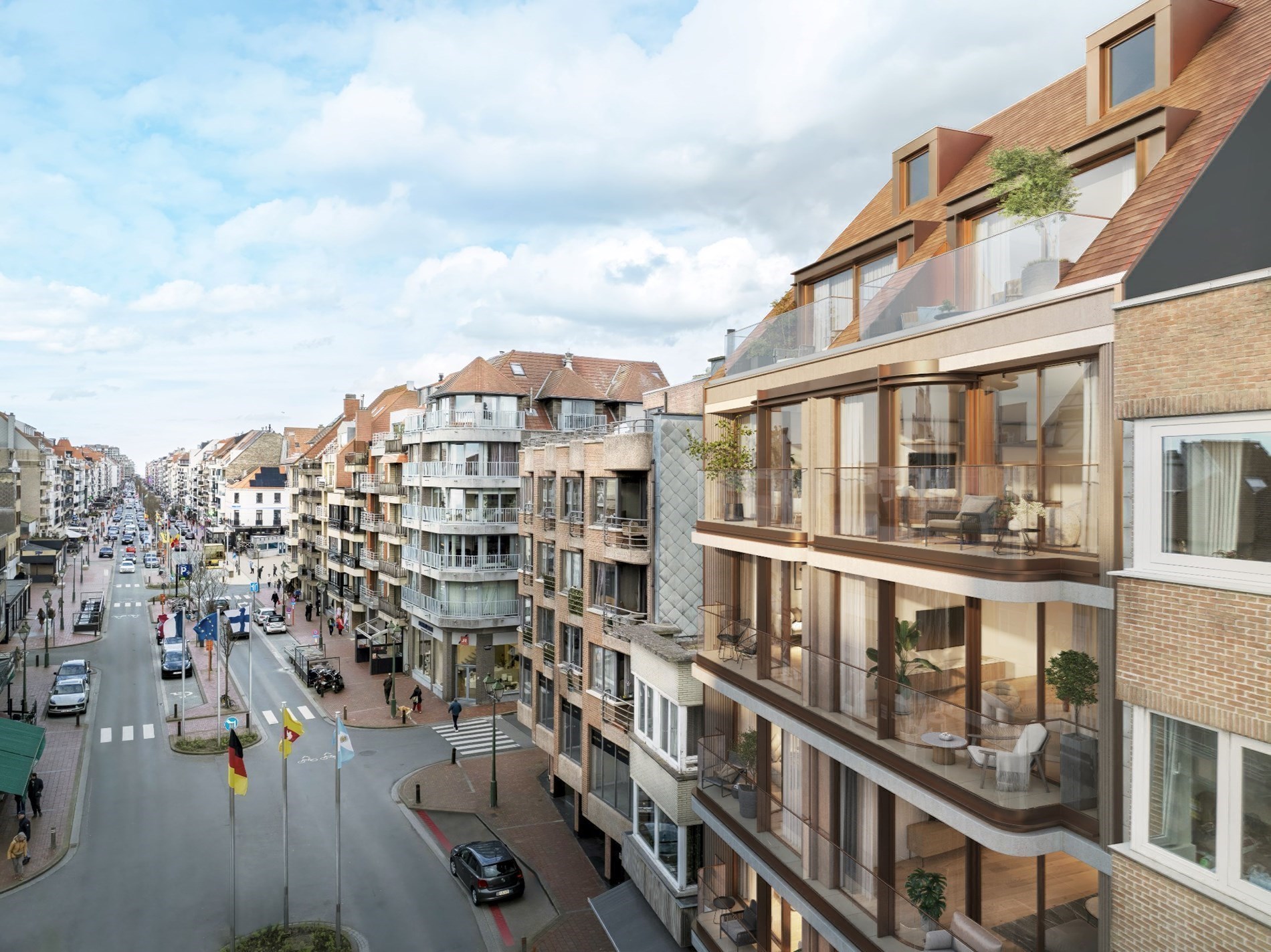 Appartement duplex neuf avec 2 chambres et belles terrasses situé sur l'avenue Lippens au cœur de Knokke. 