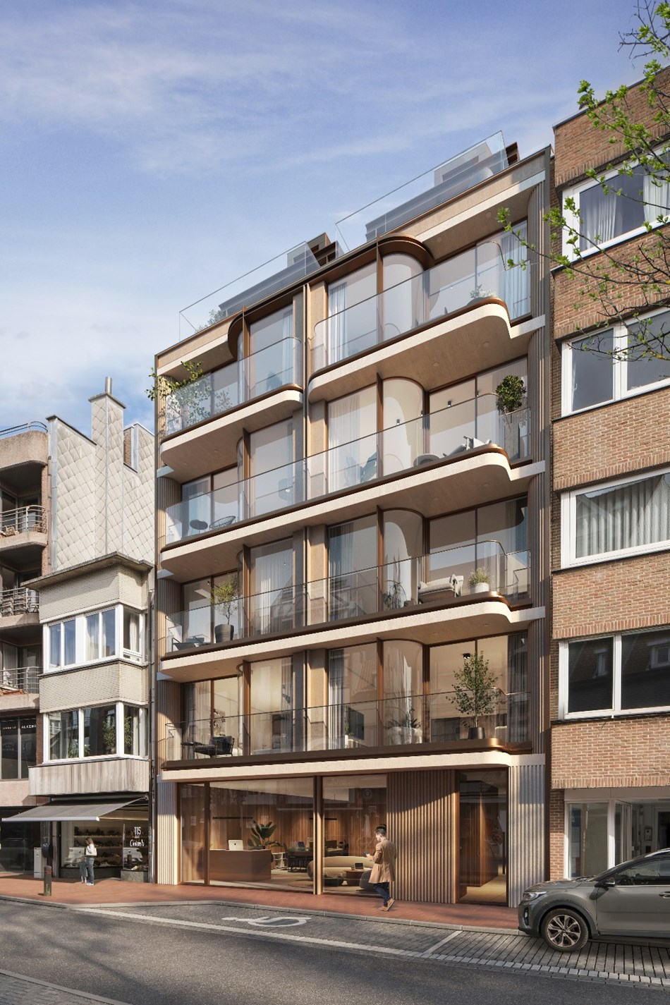 Spacieux appartement neuf avec 2 chambres et terrasse ensoleillée situé au cœur de Knokke. 