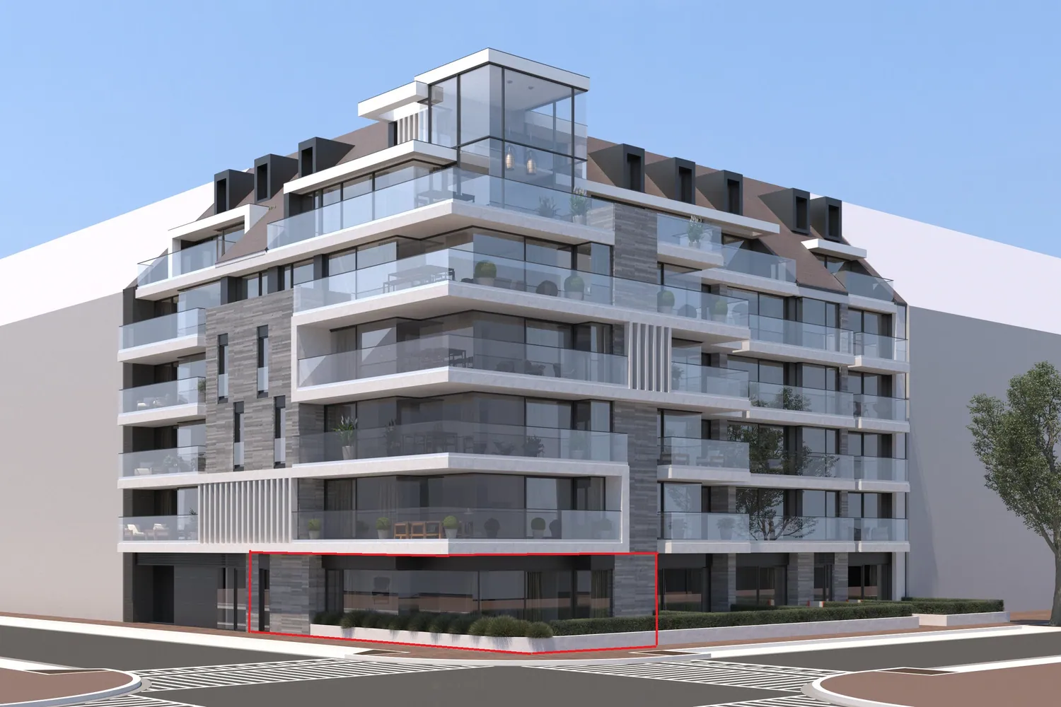 Nieuw hoekappartement met drie-slaapkamers & tuin in een modern gebouw. Mogelijk tot aankoop van een inpandige garage.