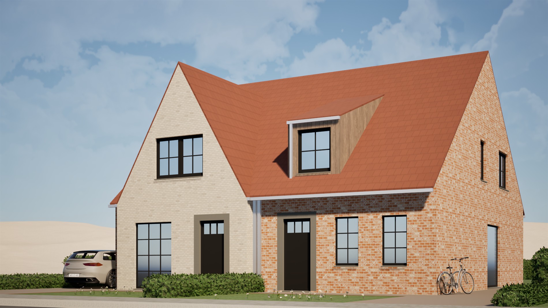 2 stijlvolle halfopen nieuwbouwwoningen te Zwevegem 