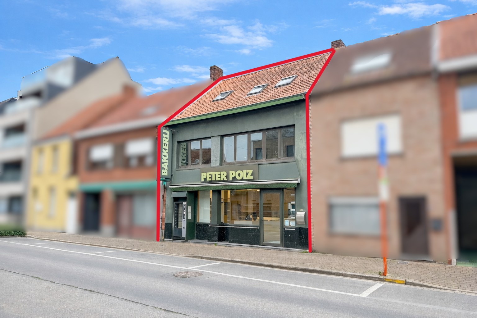 Handelspand bestaande uit winkel met woning, productieatelier en groot magazijn, Torhout 