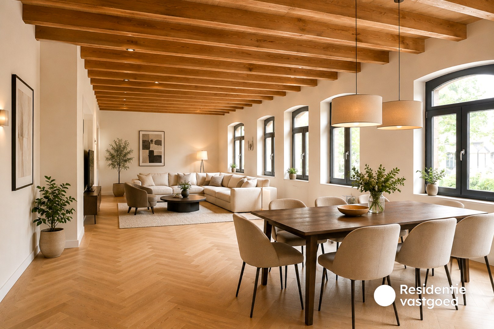 Ruime woning met uitzonderlijk veel mogelijkheden en prachtig zicht vanuit de tuin 