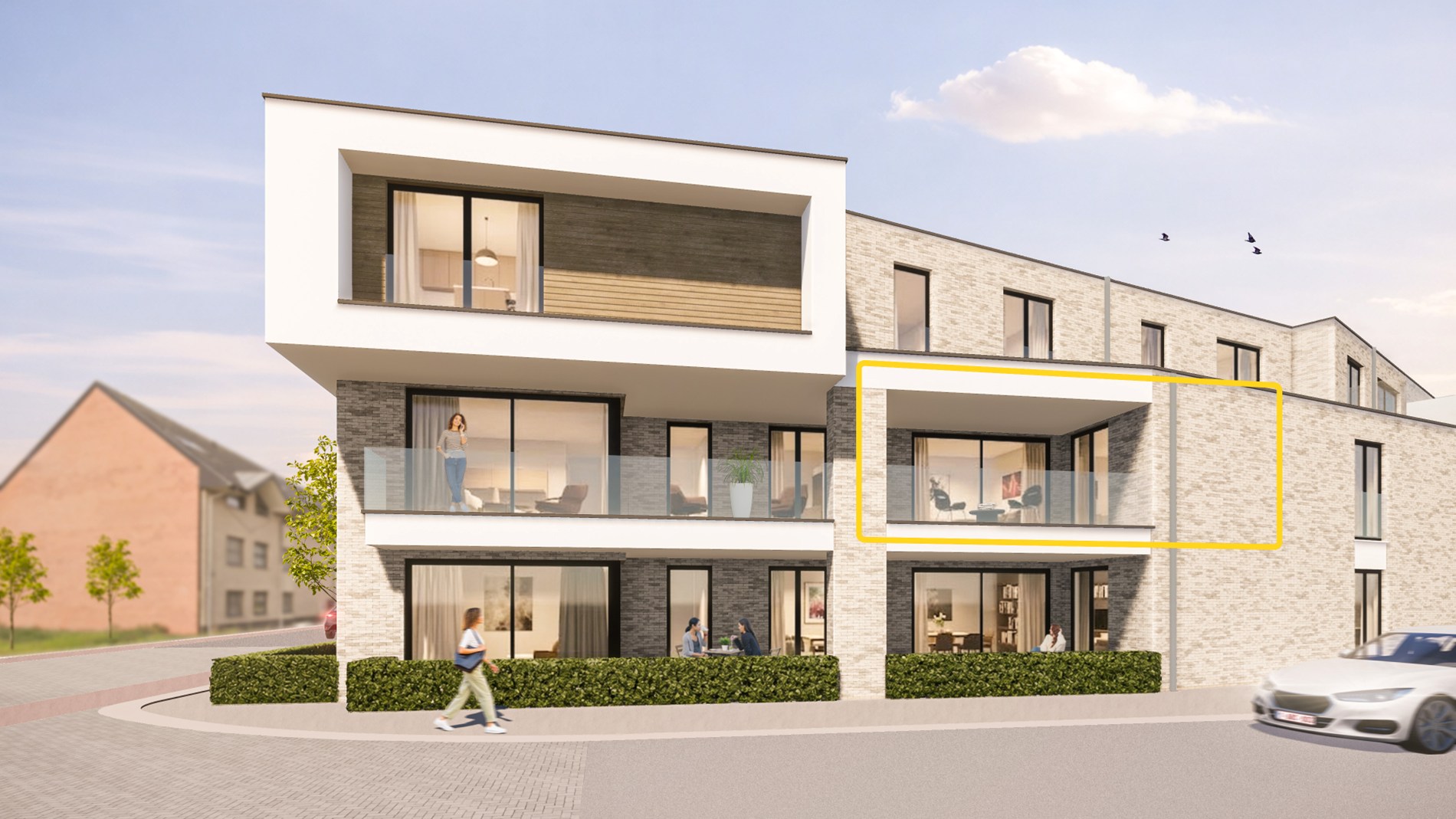 Ruim appartement (104 m²) met 2 slpk en overdekt terras. 