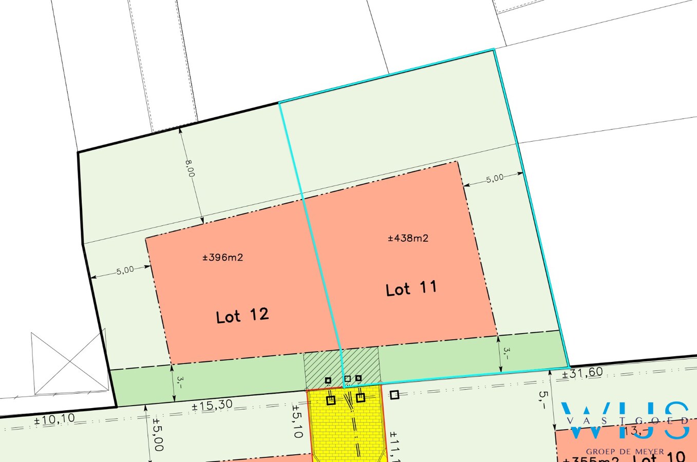Bouwgrond van 470 m² voor halfopen bebouwing te Zelzate 