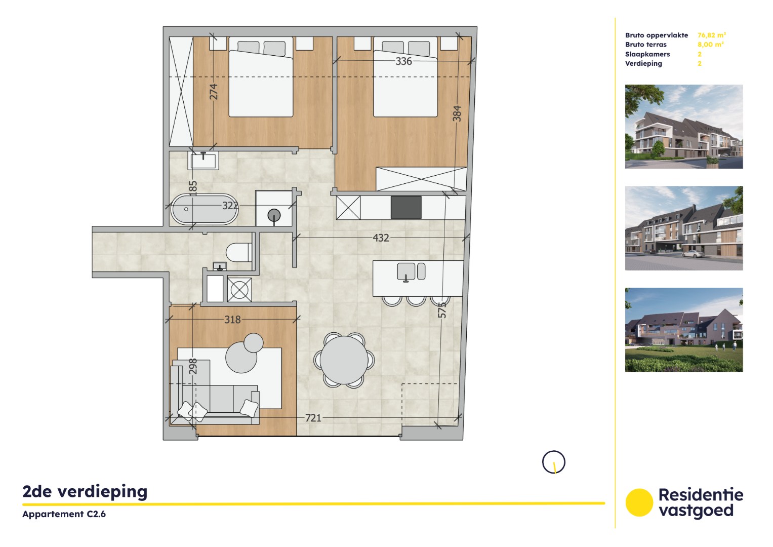 Kwalitatief 2-slaapkamerappartement op de tweede verdieping in Residentie Soetkin 
