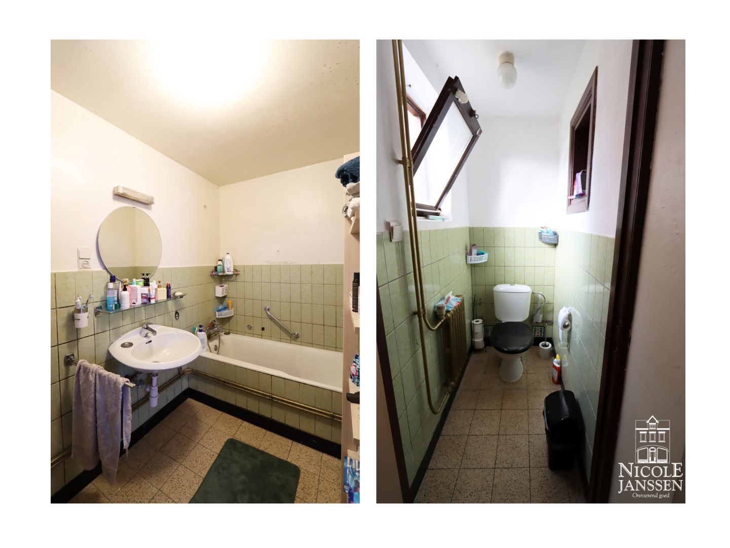 Badkamer met bad en wastafel.  Toilet is apart. 