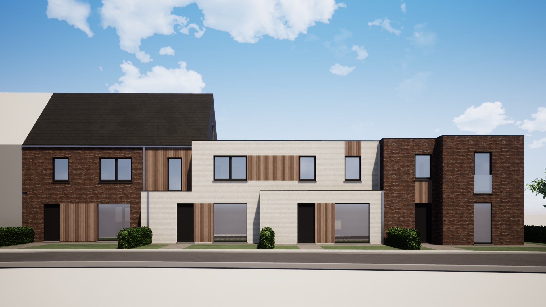 Ruime halfopen nieuwbouwwoning met uitweg op centrale ligging te Eernegem 