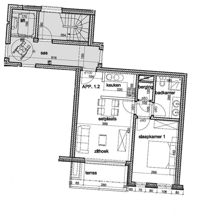 Instapklaar energiezuinig appartement hartje Eernegem, met zonnig terras, topligging. 