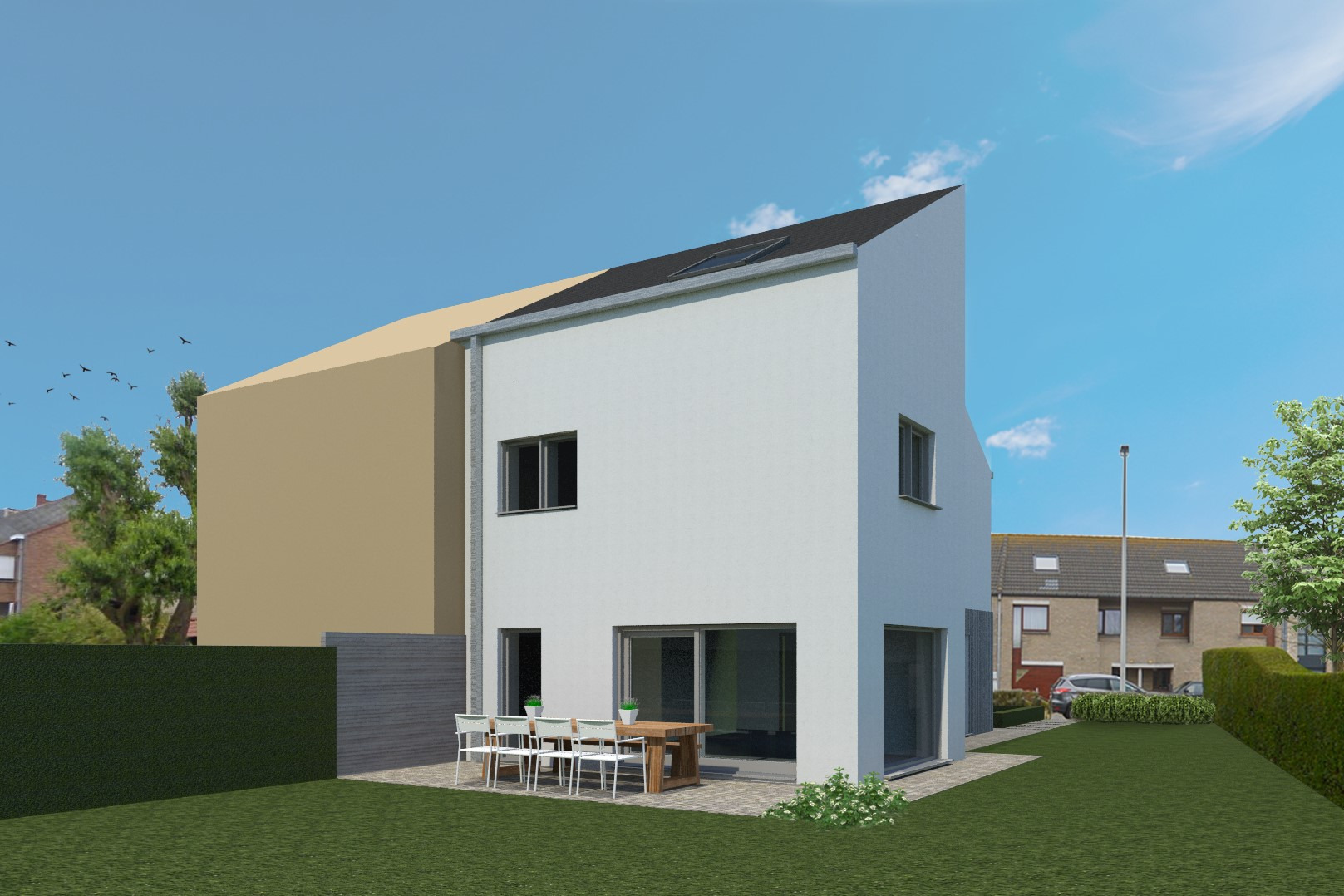 Nieuw te bouwen woning (halfopen) op 570 m² te Stene. 