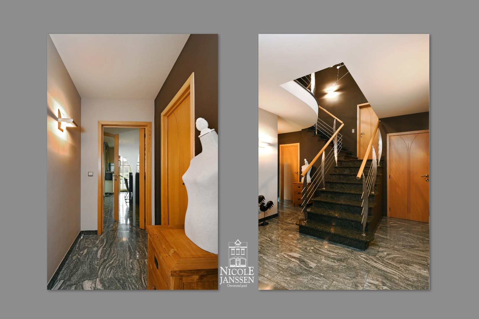 Ruime inkomhal met vestiaireruimte en gastentoilet 