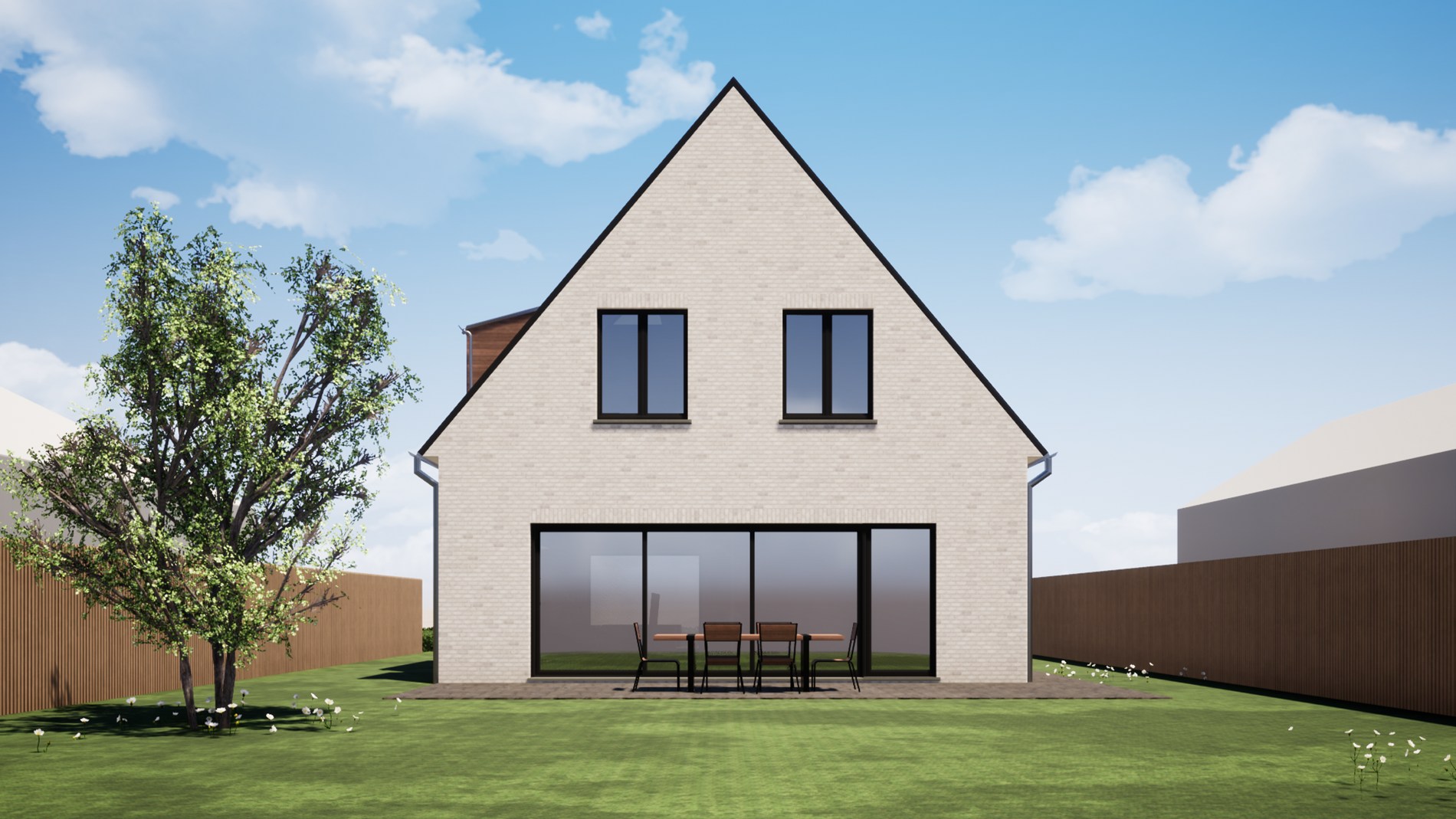 Nieuw te bouwen villa met 3 slaapkamers en garage in Lissewege – privacy, zon en bereikbaarheid in één 