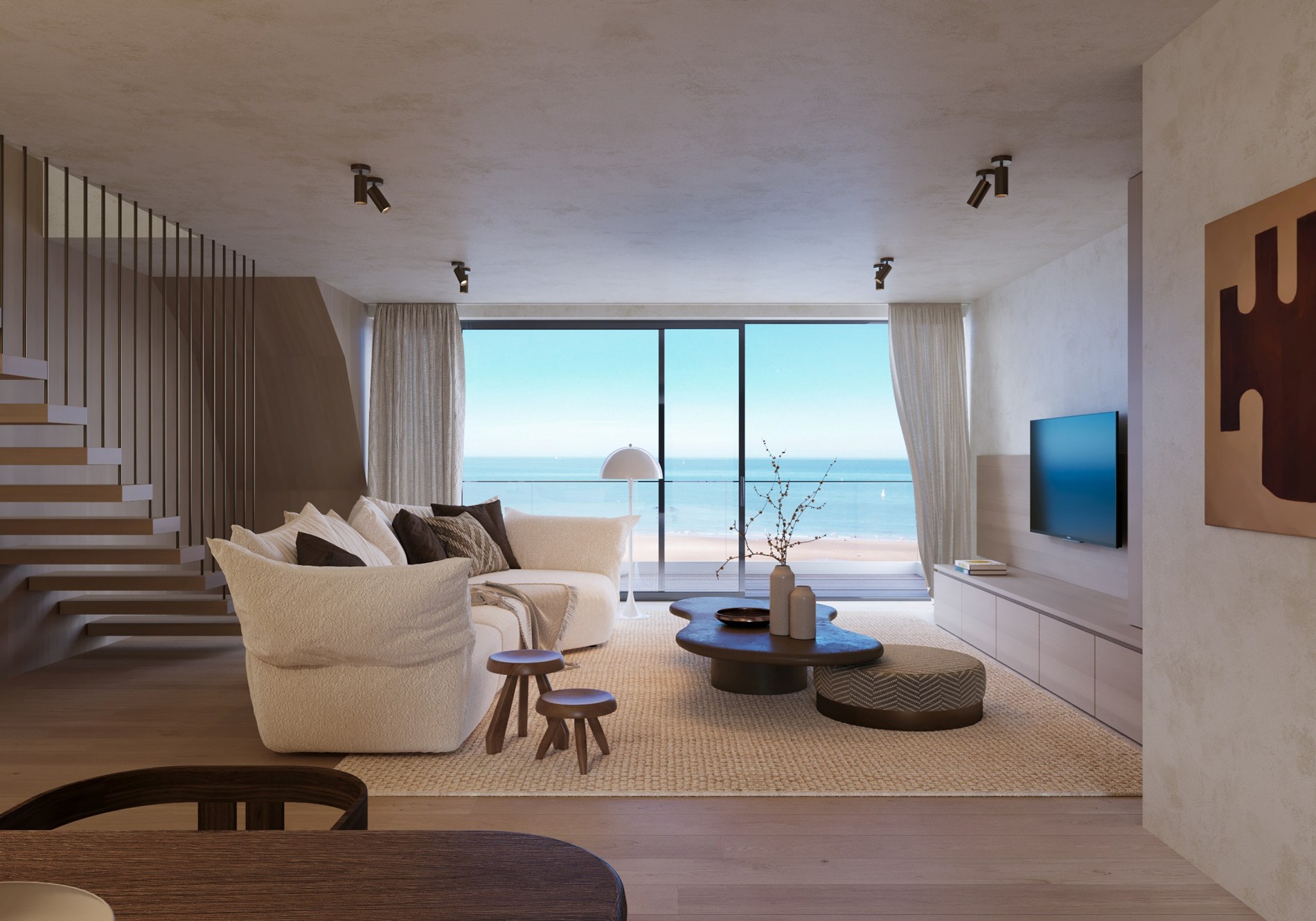 Appartement neuf sublime avec vue frontale sur la mer à Duinbergen 