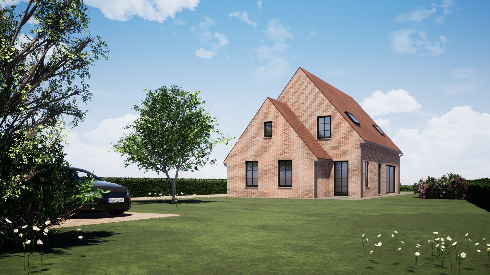 Nieuwbouwwoning (open bebouwing) op ruim perceel van 1064 m² te Oostduinkerke (Koksijde). 